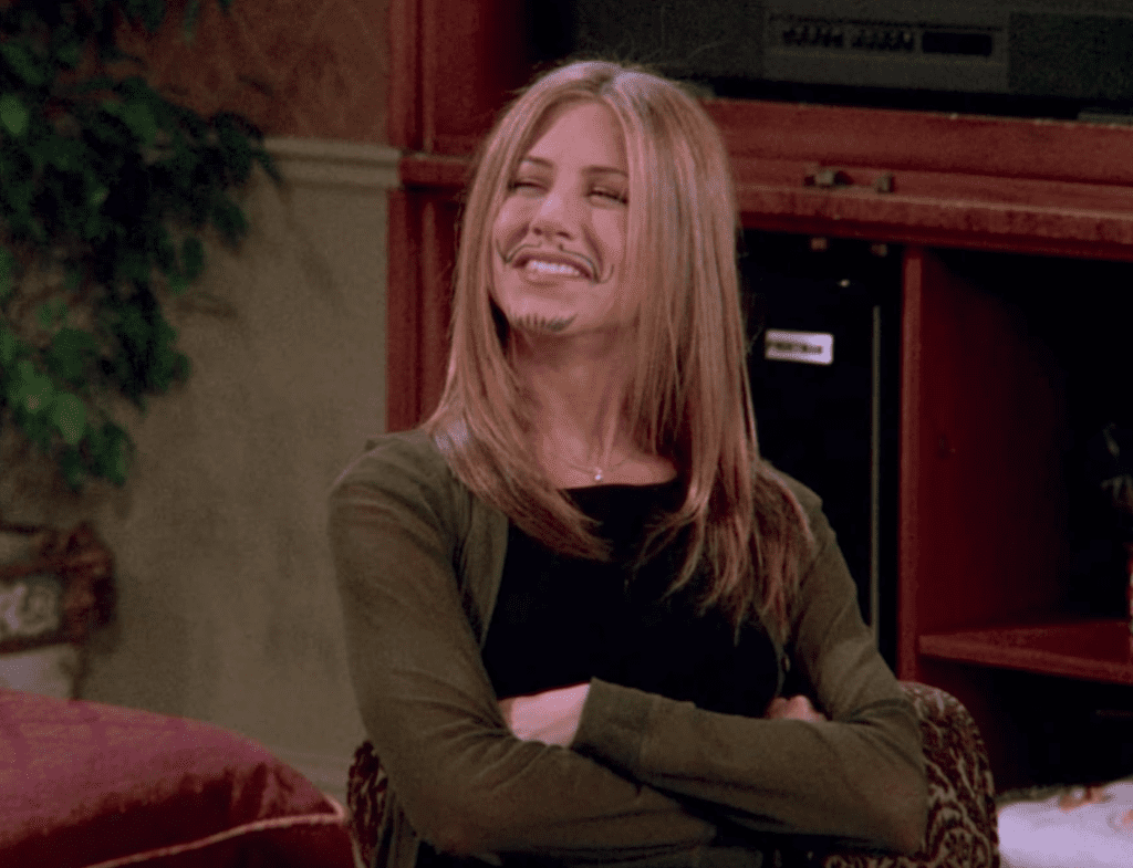 Friends Season 5 rachel with mustache