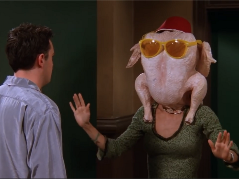 Friends Season 5 Monica with a Turkey